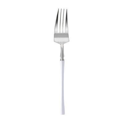 Fourchettes de table jetables en argent avec poignée blanche Moderno