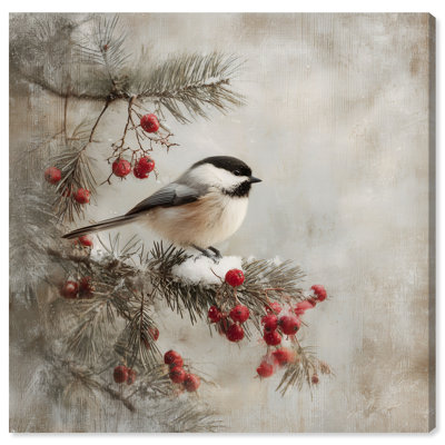 «Winter Chickadee I», reproduction d'art sur toile par Art Remedy, 20 x 20