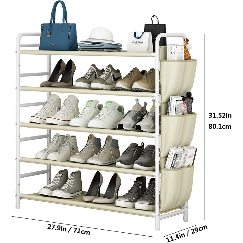 20 Pair Stackable Shoe Rack, Beige