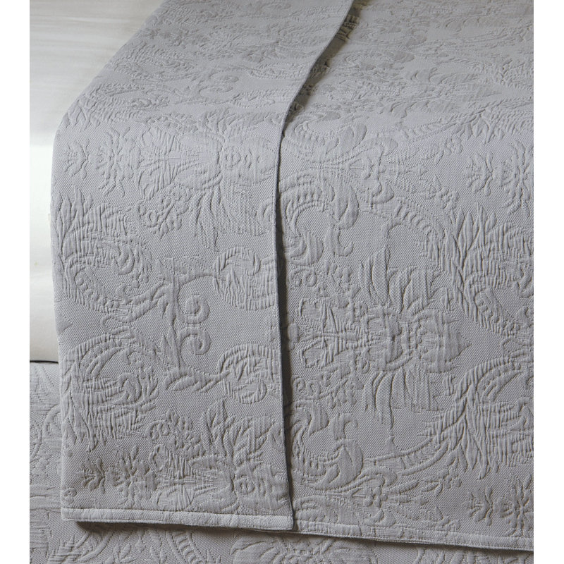 Sandrine Traditional Cotton Floral Coverlet, Super Queen Coverlet, Dove