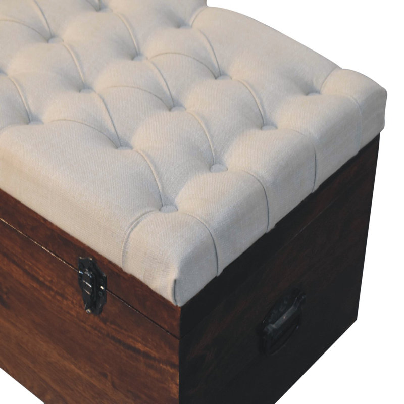 California Walnut and White Linen Storage Trunk