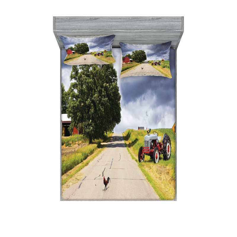 Multicolore drap-housse et coussin décoratif Ambesonne, Ensemble de draps pour très grand lit californien