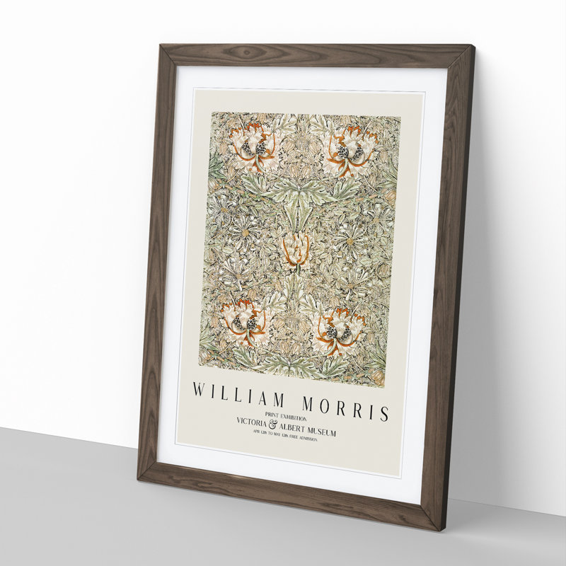 Honeysuckle Vol.3 by William Morris - Picture Frame Painting, Walnut Framed, 36cm H x 27cm W x 2cm D