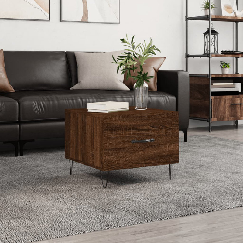 Edler Four Leg Coffee Table with Storage, Brown Oak