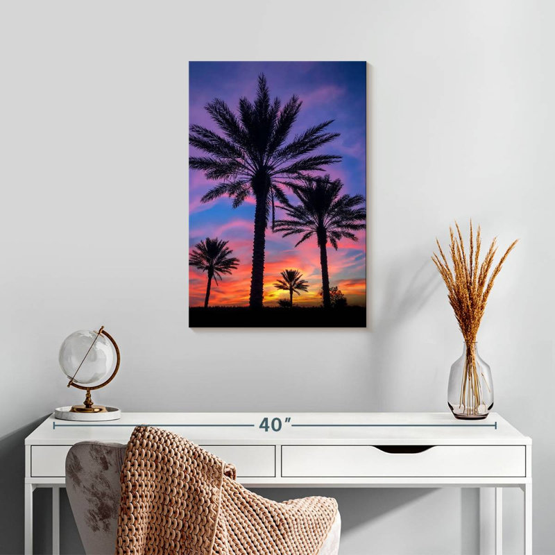 Harnek Dramatic Sunset Palms, 24" H x 16" W