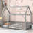 Thendara Floor Bed Frame, Wooden Platform Bed with House Roof Frame and Fence Guardrails-1204429193-1204429196