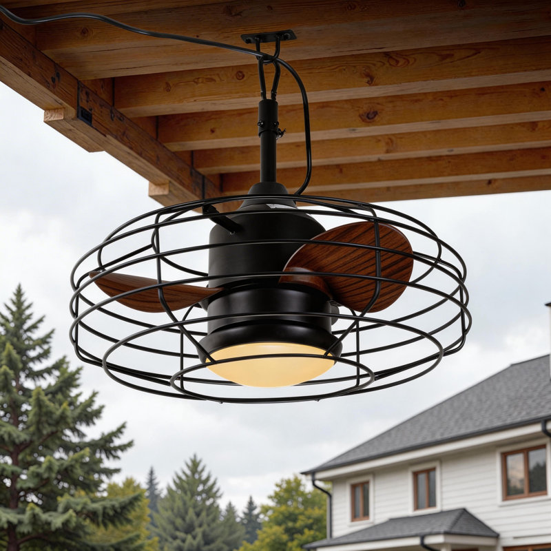 Ventilateur suspendu extérieur 20 "avec lumière et télécommande - IP44 imperméable pour pergola et patio