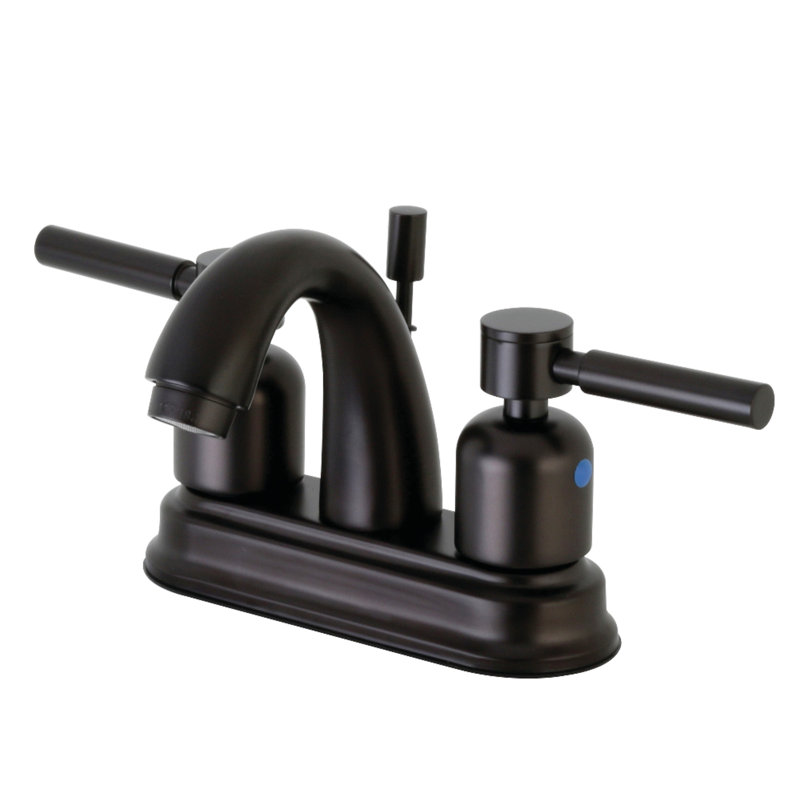 Kingston Brass Concord Two-Handle 3-Hole Deck Mount 4" Centerset Bathroom Faucet with Plastic Pop-Up, Oil Rubbed Bronze