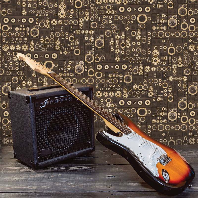 Grunge 1m x 53cm Metallic Wallpaper Roll, Brown