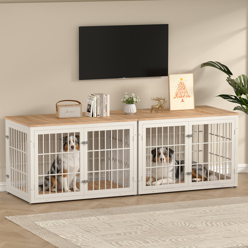Meuble de rangement robuste pour chien de 46 pouces, table de bout décorative pour animal de compagnie, chenil en bois pour l'intérieur