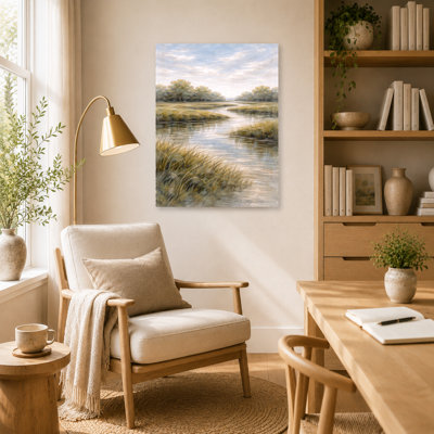 Misty Marsh River Marsh Wrapped Canvas Wall Art