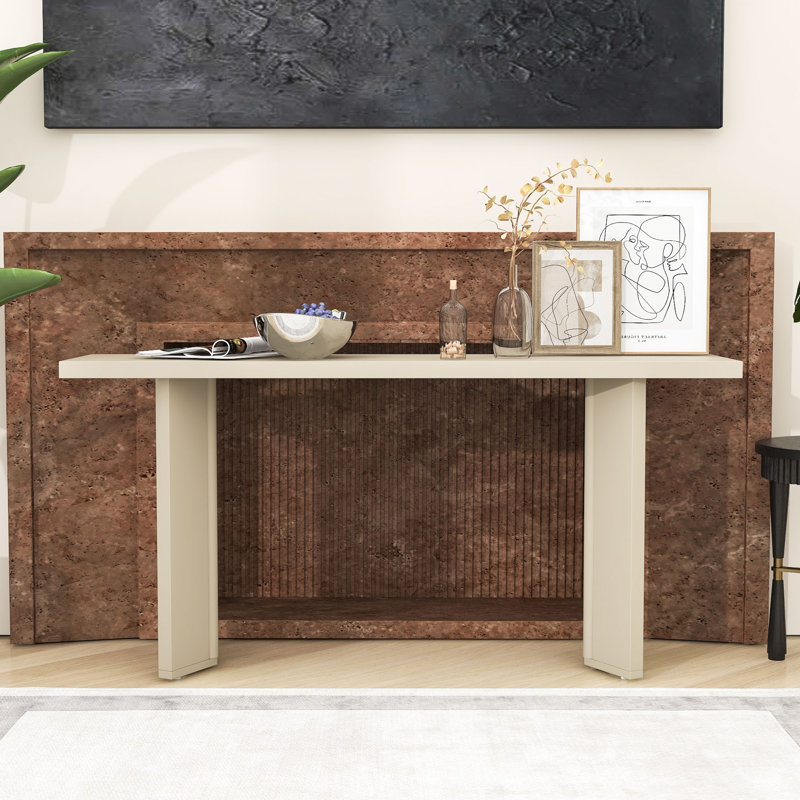 Console moderne avec pieds géométriques, Beige