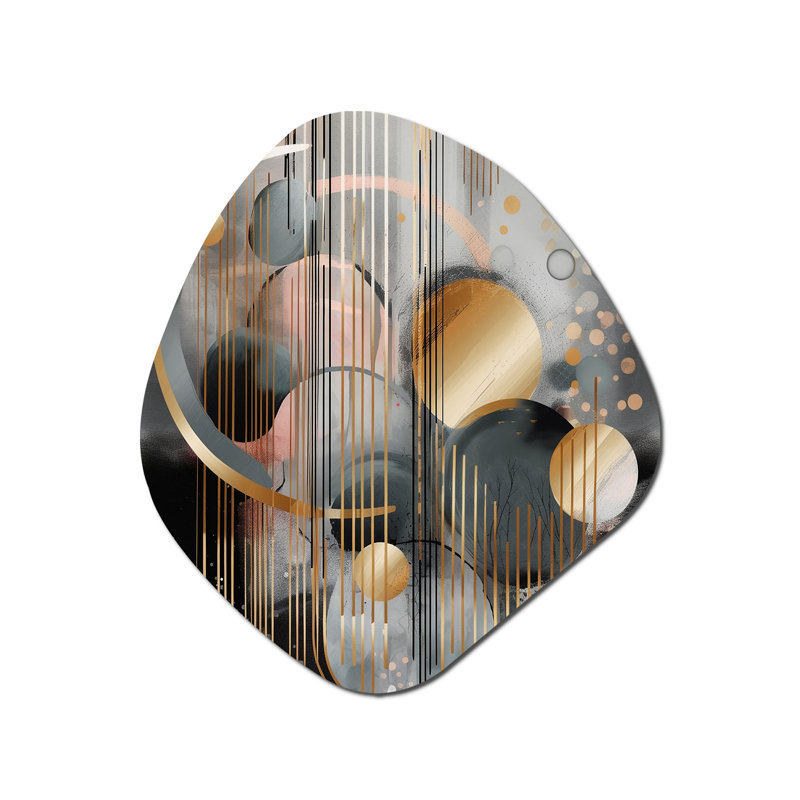 Abstrait formes et lignes III - marbre, décoration murale asymétrique en métal, reproduction d'art moderne de forme irrégulière