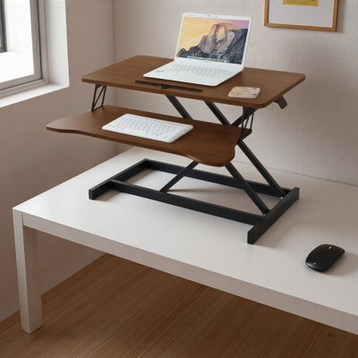 Convertisseur de bureau 32 pouces, élévateur assis-debout réglable en hauteur, double moniteur et poste de travail pour ordinateur portable avec large plateau à clavier, bureau d'ordinateur debout