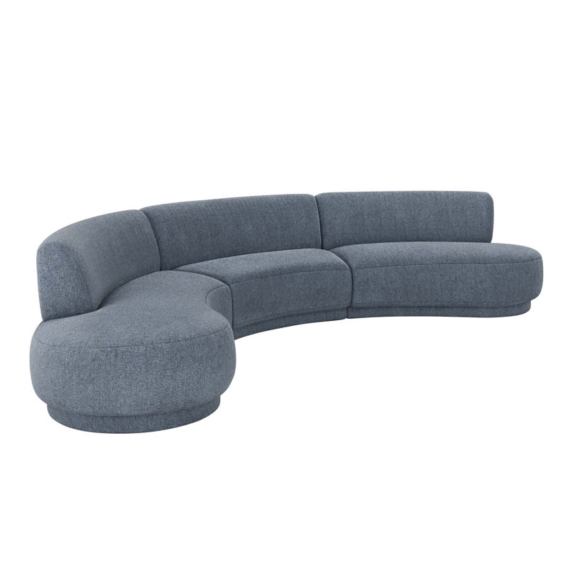 Nuage Upholstered Curved Sectional, Azure Polyester Blend, Left Hand Facing