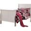 Lit blanc pour matelas doubles, construit en bois massif et support gracieux en blanc, rangement des matériaux