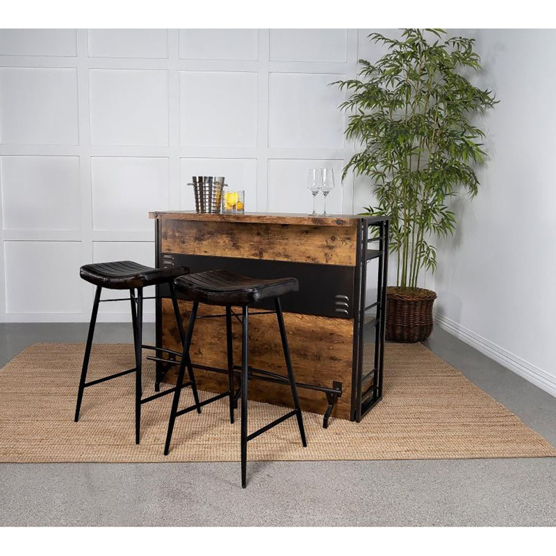 Tabouret rembourré avec structure en métal Floriène, Espresso antique, Tabouret de comptoir (siège d'une hauteur de 25 p