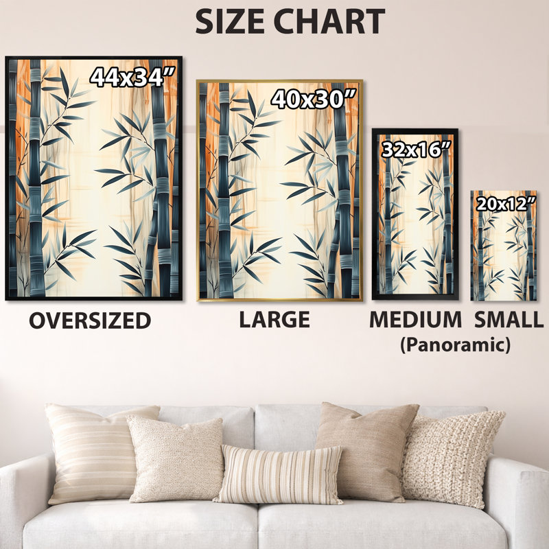 «Bamboo in Quiet Air III» - Reproduction sur toile encadrée de style japonais moderne, H 32 po x l 24 po
