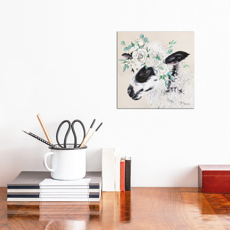 Grace The Lamb by Hollihocks Art - Wrapped Canvas Print, 30.48 cm H x 30.48 cm W