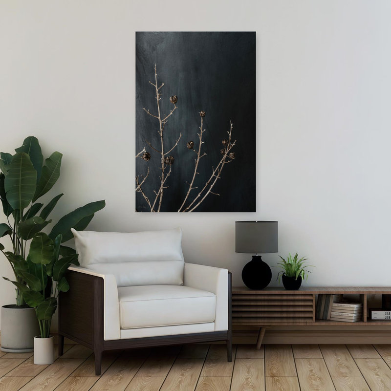 Branches en noir I, art contemporain abstrait, H 36 po x l 24 po
