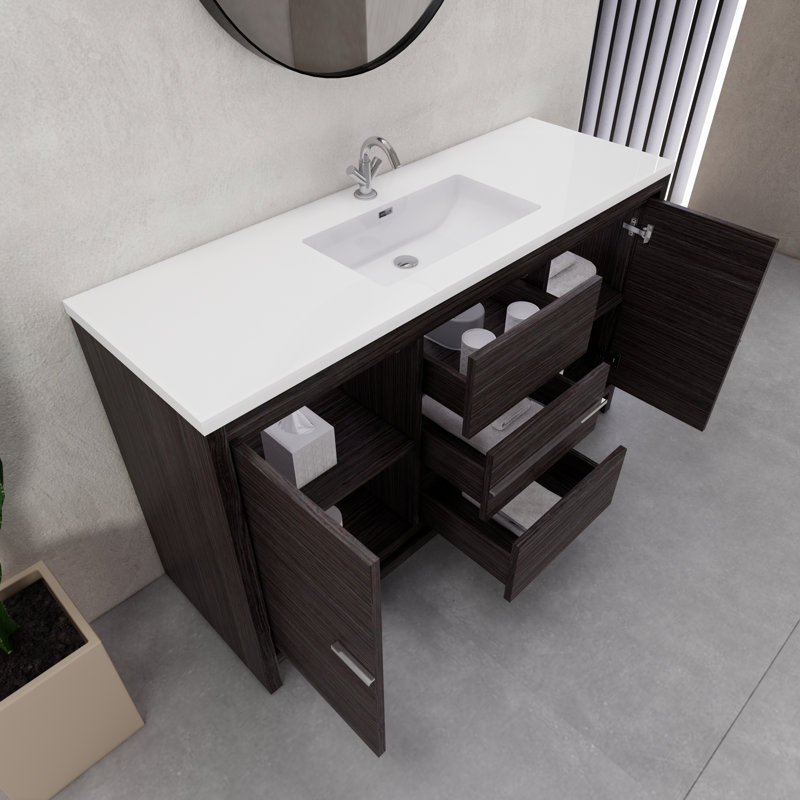 Ensemble de meuble-lavabo à simple cuve 60 "60", Gris foncé