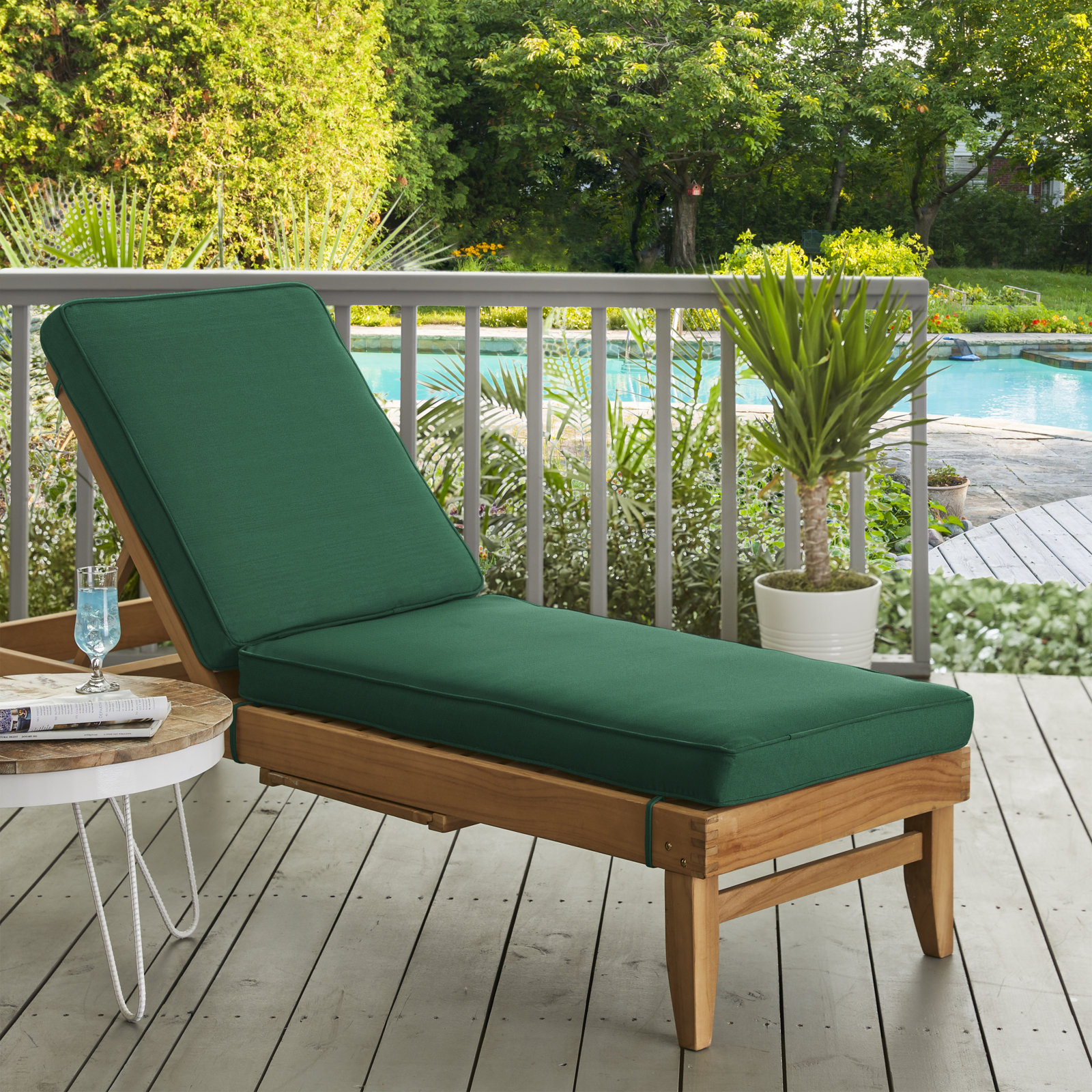 Ricmod Sunbrella® Seat and Back Cushion, Sunbrella - Canvas Forest Green/Forest Green Cord, 25" W x 79" D