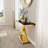 Black And Gold Console Table With X-Base