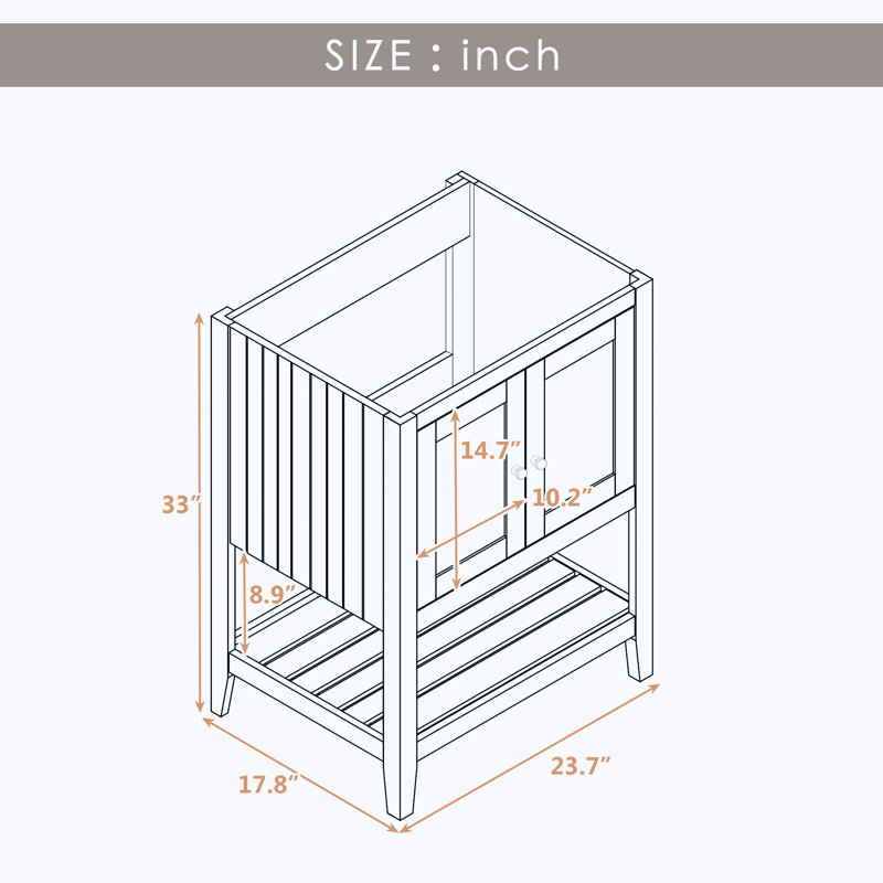 24" Single Bathroom Vanity Base Only, Brown