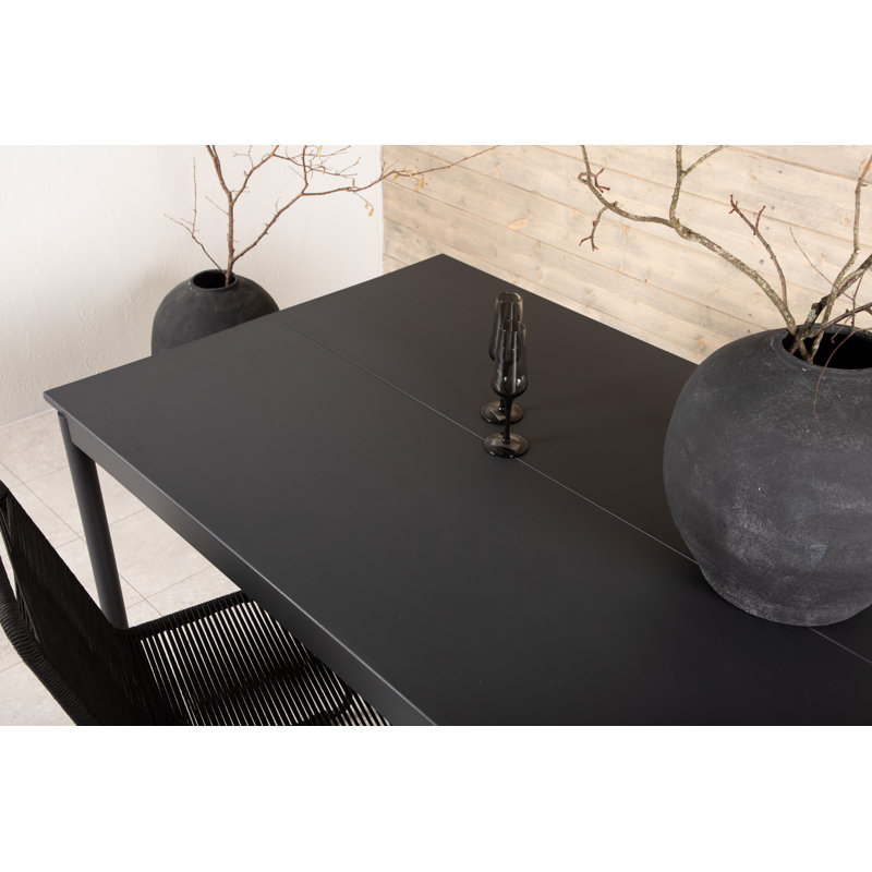 Ekaterena Rectangular Outdoor Dining Table, 75cm H x 200cm L x 100cm D, Black