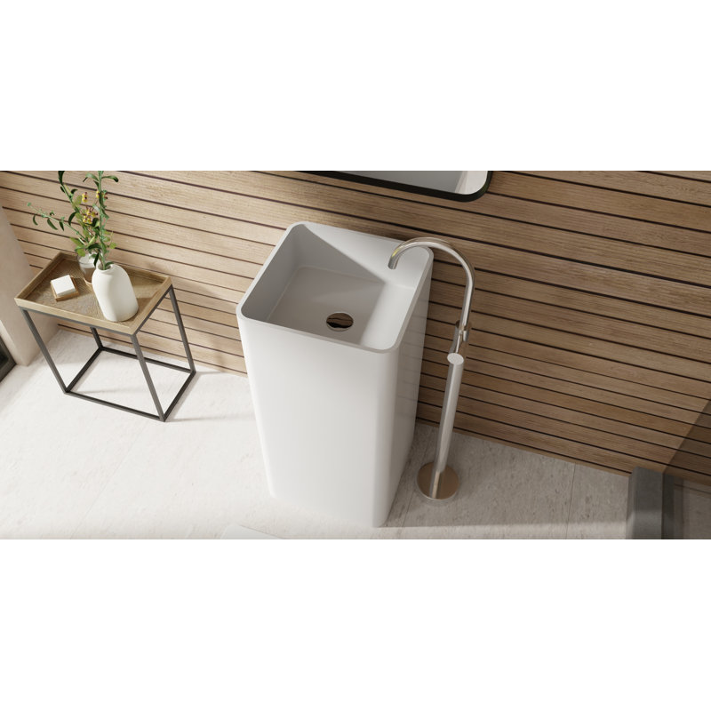 Lavabo de salle de bain autoportant en résine Badeloft SB-01-G en blanc brillant, Blanc brillant