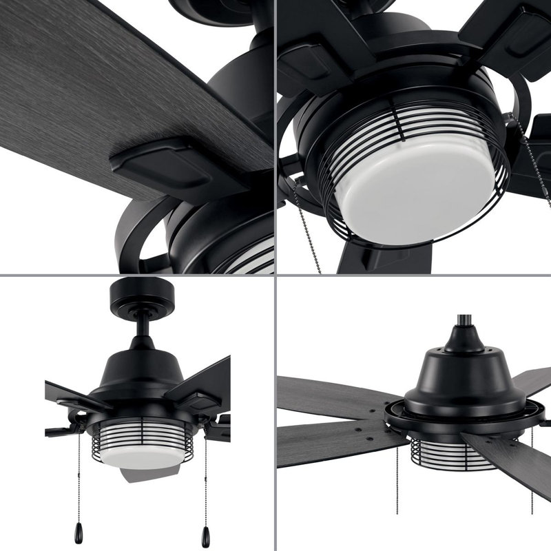 Matte Black 52'' Ceiling Fan with Light Kit and Remote