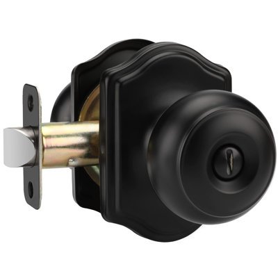 Matte Black Door Knobs Interior, Bedroom Door Knob & Bathroom Classic, Black Interior Door Knobs 1 Pack
