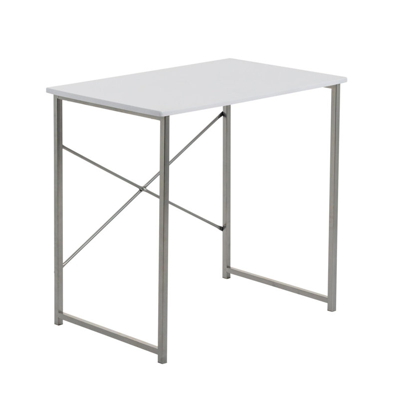 Harbour Housewares - Wooden Computer Desk, White, Silver