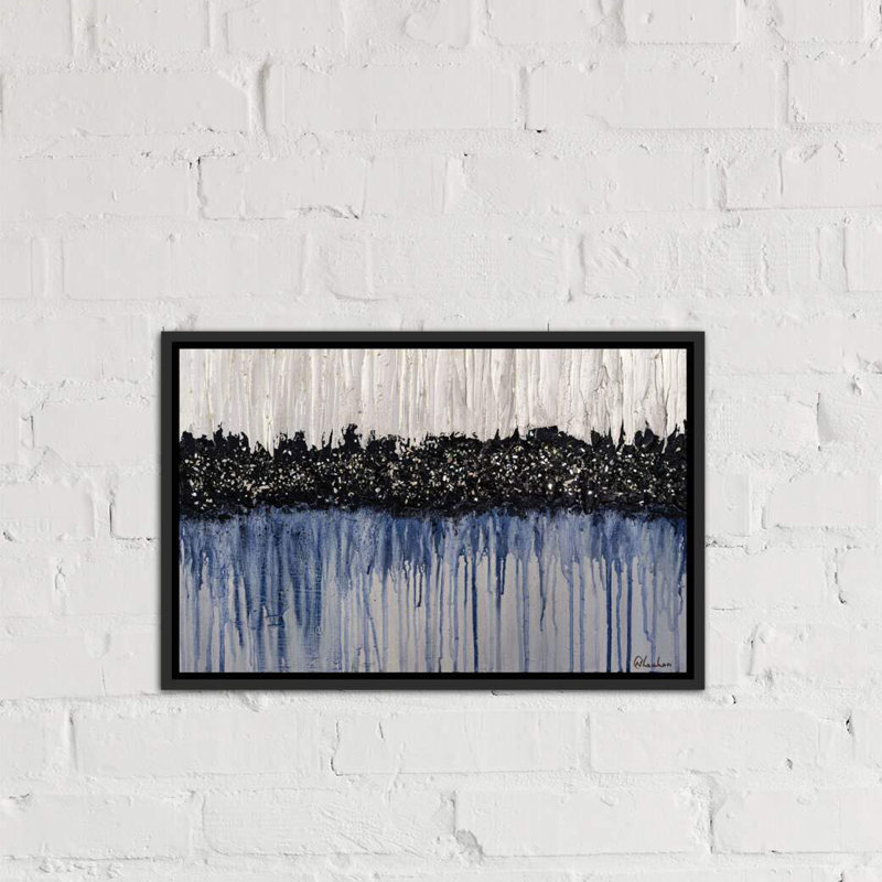 «Melting Ice» par Nikki Chauhan - reproduction d'art, H 32 po x l 48 po x P 1,5 po, Toile avec cadre noir