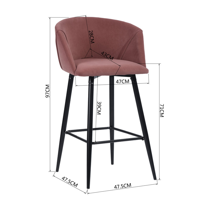 Fryman Upholstered Counter Stool with Metal Frame, Rose