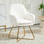 HOMCOM Accent Chair Set of 2, Gold Metal Legs, Thick Cushion, Cream White