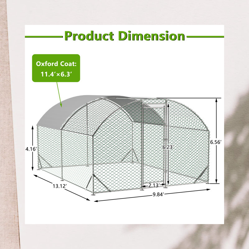 Cage à poules en métal avec housse imperméable UV - cage de dôme pour poules, cour extérieure
