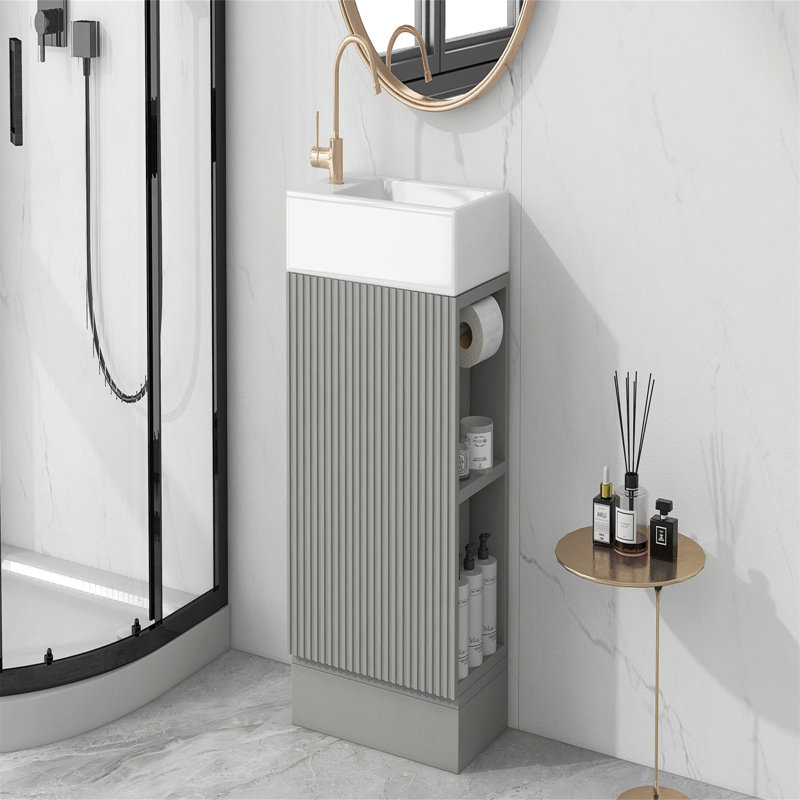 18.6" Bathroom Vanity With Sink, Grey