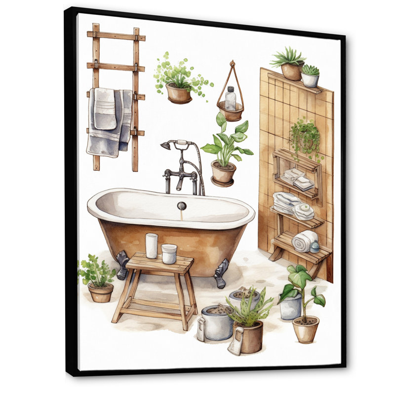 Décor de salle de bain naturel XX XXIV, Cadre flottant noir, H 30 po x l 40 po x P 1,5 po