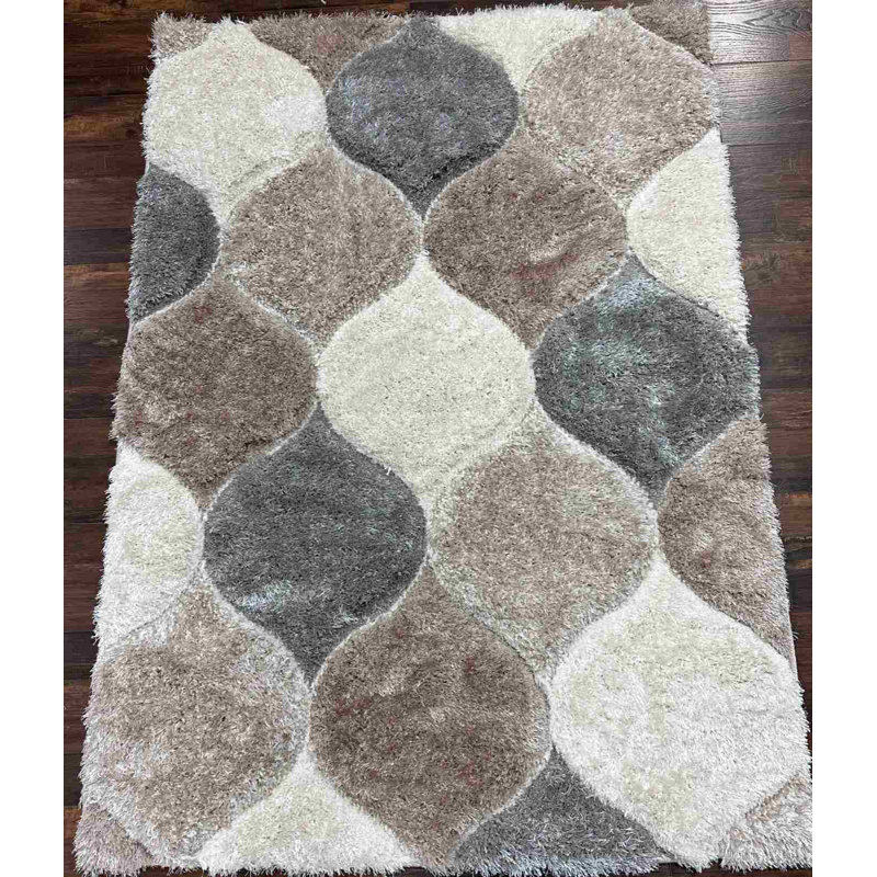 Modern Arriola Shag Abstract Geometric Rug For Living Room Bedroom, Rectangle 7'10" x 10'10"