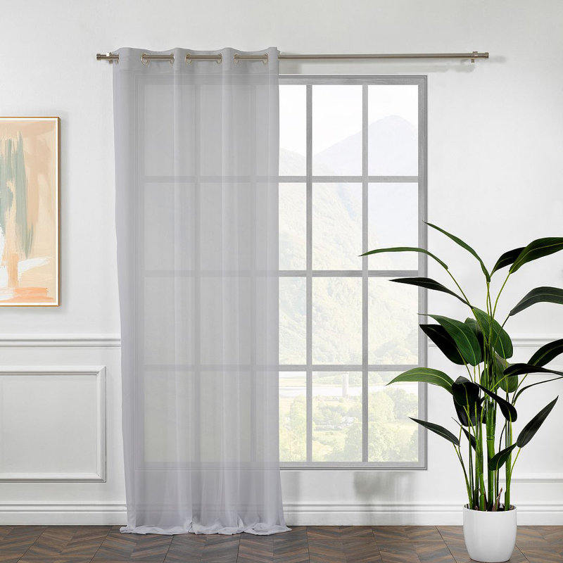 Panneau simple extra long et extra large en faux crépon Chifon, Gris clair, L 100 po x L 108 po