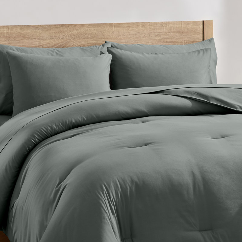 Soft Microfiber 7 Piece Comforter Set with Sheets, Gentle Pine, Full / Double Comforter + 6 Additional Pieces