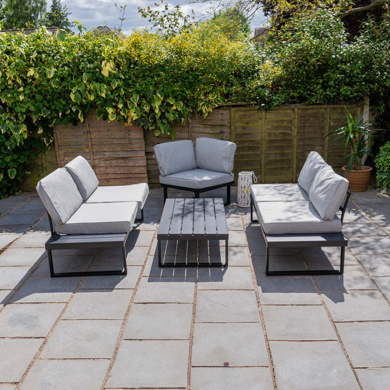 Santorini Corner Grey Garden Sofa Set with Cushions