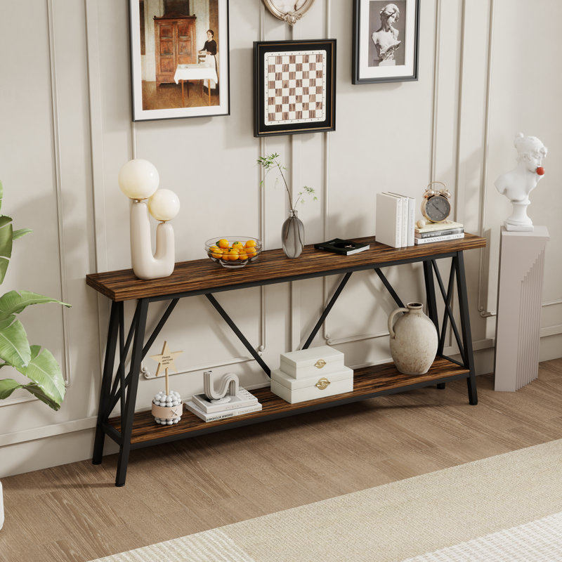 Extra Long Console Entryway Table,Sofa Table, Brown