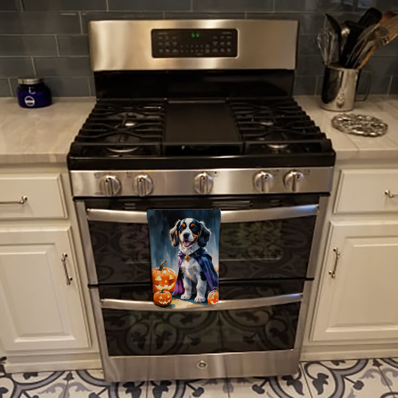 Welsh Springer Spaniel Puppy Halloween Kitchen Towel, Welsh Springer Spaniel