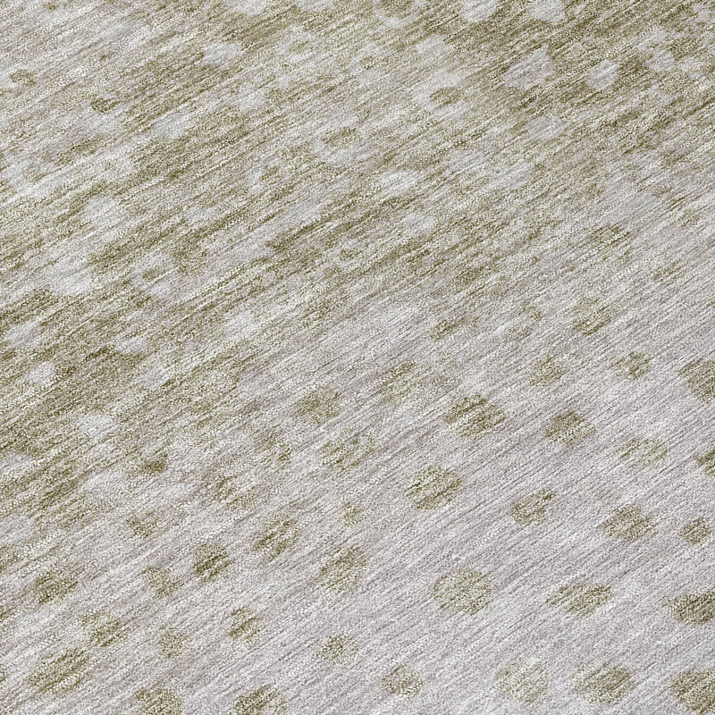 Taupe and Olive Synthetic Flat Woven Washable Area Rug