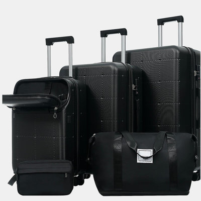 Ensemble de bagages 5 pièces avec sacs Hardside, bagage à main semi-ouvert 20 po avec port USB, bagage extensible 24 po 28 po avec roulettes doubles verrou TSA