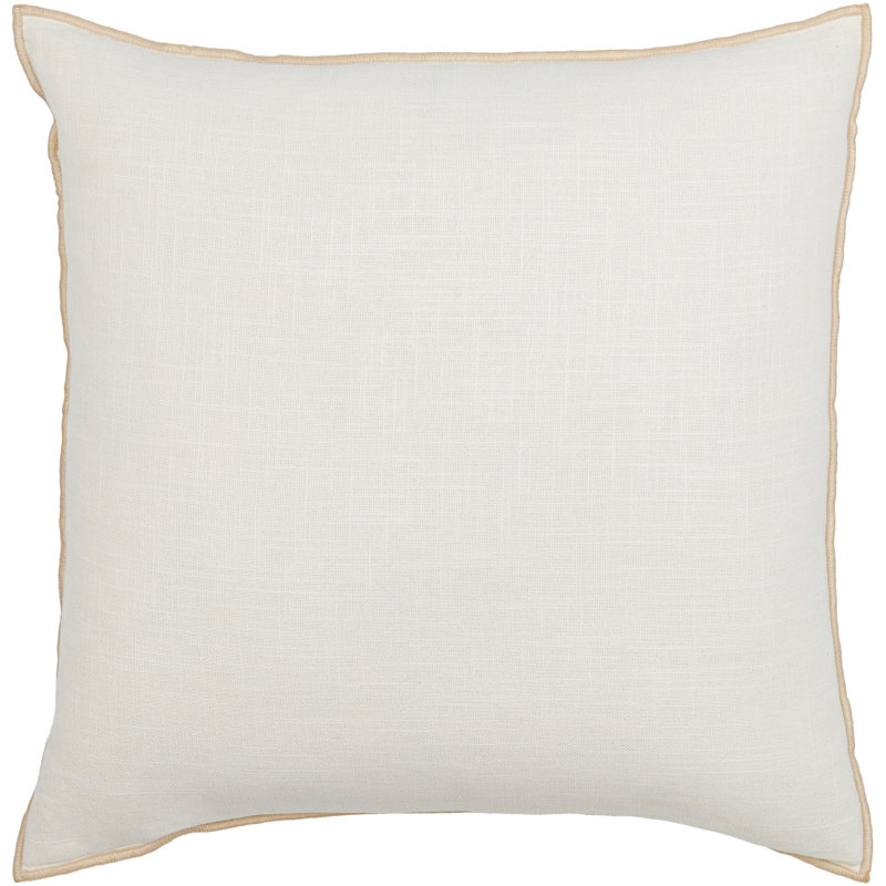 Coussin en coton Merrow, Housse de coussin seulement - sans coussin, H 22 po x l 22 po, Crème
