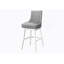 Tabouret de bar, ensemble de 2, pivotant, hauteur de bar, bois blanc, aspect cuir gris, transitionnel