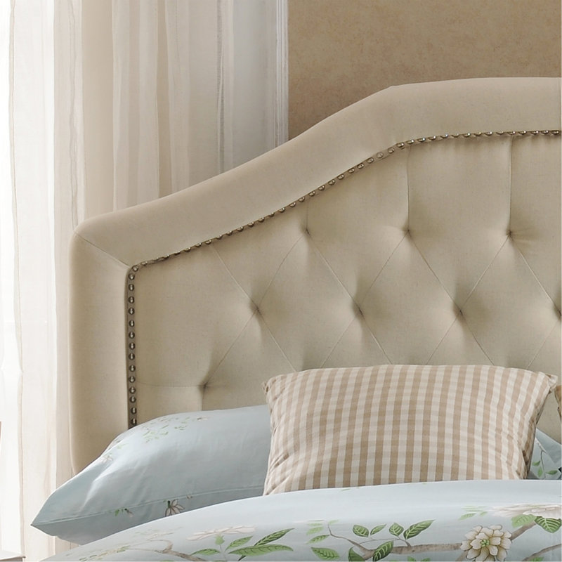 Tufted Upholstered Headboard Queen Size, Solid Wood Head Board With Durable Metal Legs, Adjustable Height Queen Headboard With Nailhead Trim In Bedroom